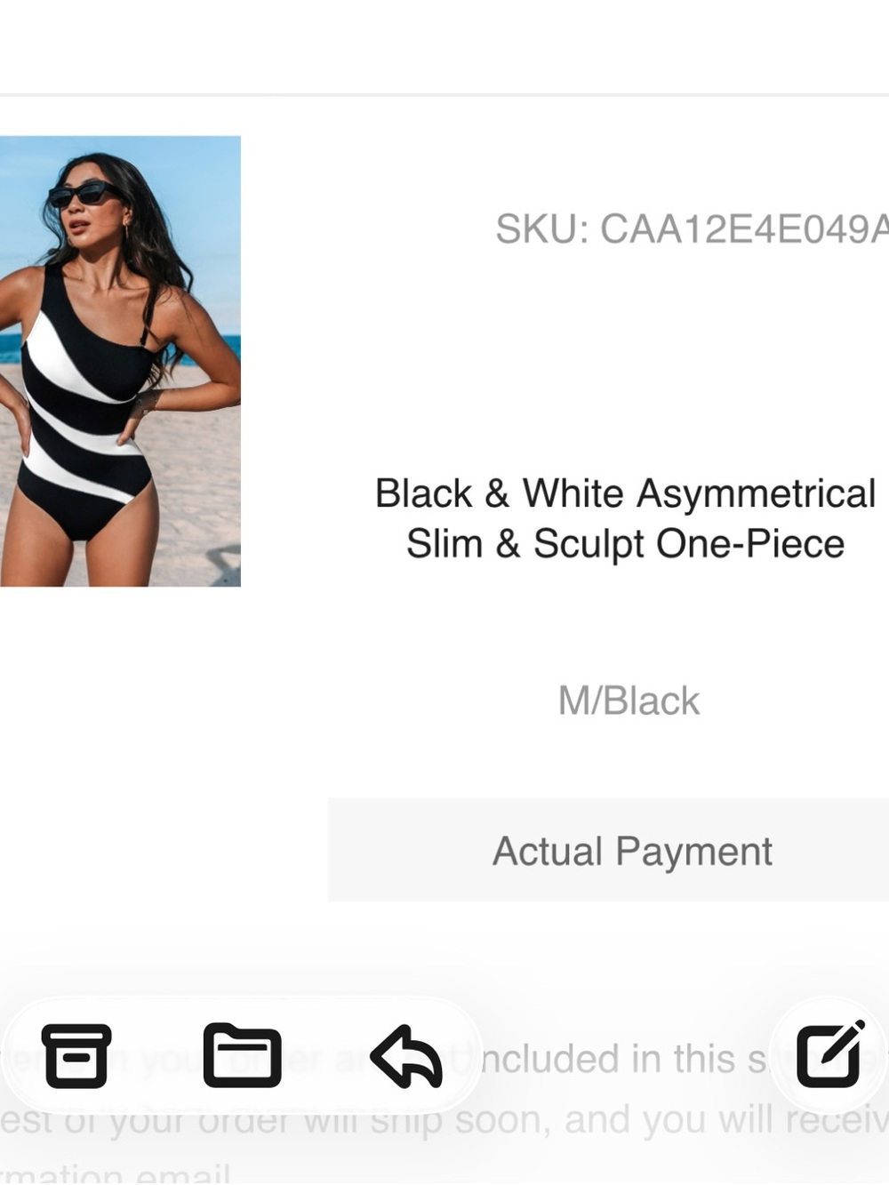 Cupshe Black & White Asymmetrical Slim & Sculpt One-Piece